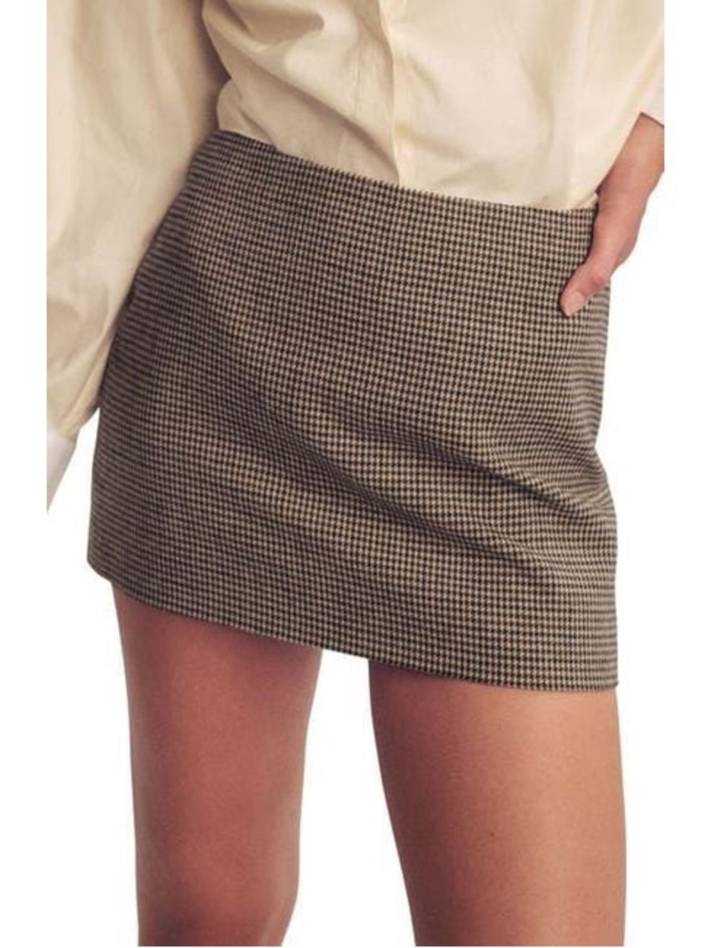 Houndstooth Mini Skirt in Brown and Black